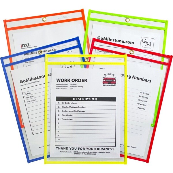 C-Line Products Shop Ticket Holder, 9"x12", Metal Eyelet, 25/BX, Assorted 25PK CLI43910 - main
